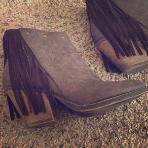 Brown Western Fringe Booties